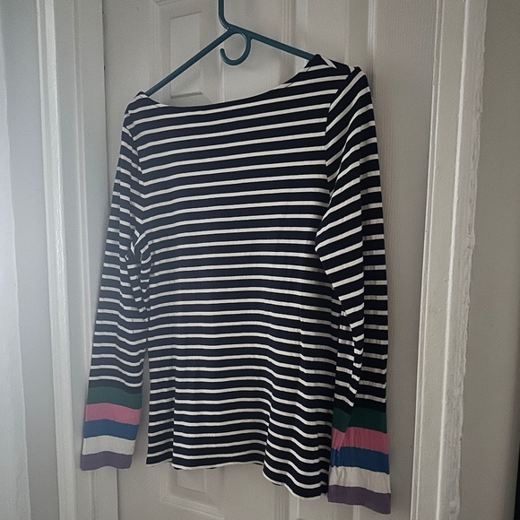 BODEN Ella Long Sleeve Breton Navy Multi Cuff - Picture 2 of 3